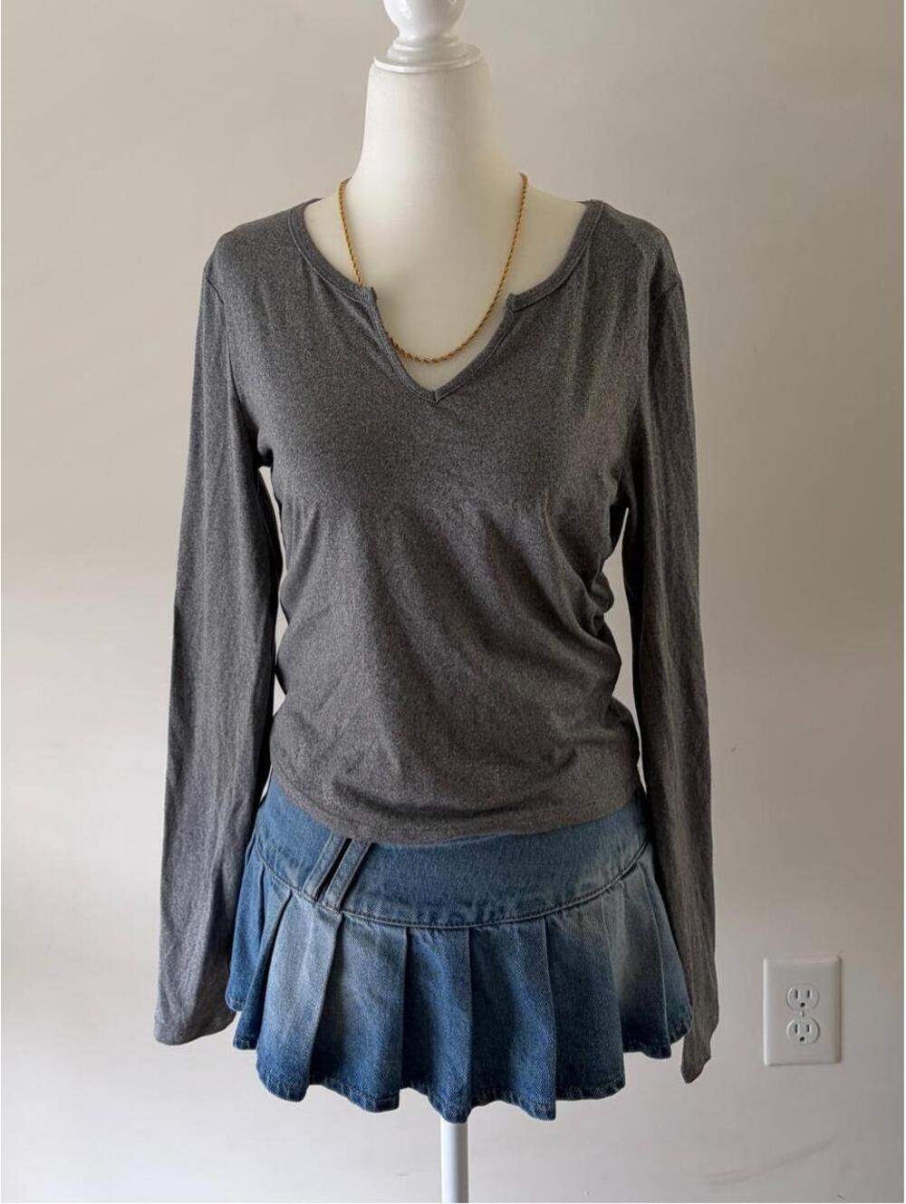 Grey Long Sleeve Top